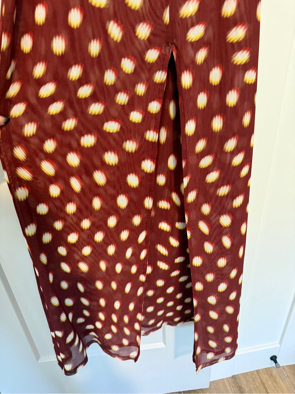 RESA Burgundy and Cream Backless Halter Maxi Dress - Picture 6 of 7